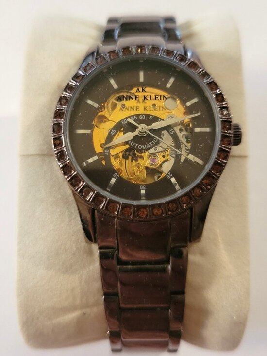 Anne Klein automatic skeleton watch